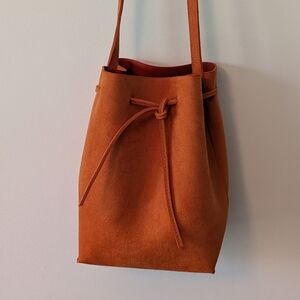 Elegant orange Suede Bucket Bag